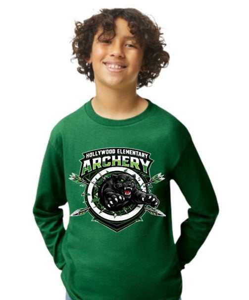 YOUTH Long Sleeve Tee in Forest Green (front and back design)