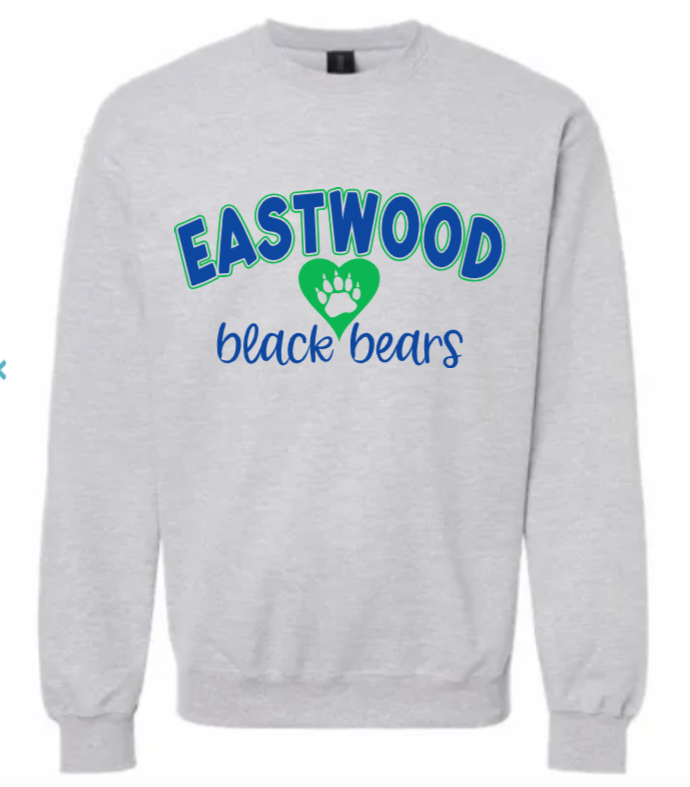 ADULT Heart Black Bears Fleece Crew
