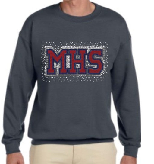 Adult Rhinestone Heather Gray Crewneck