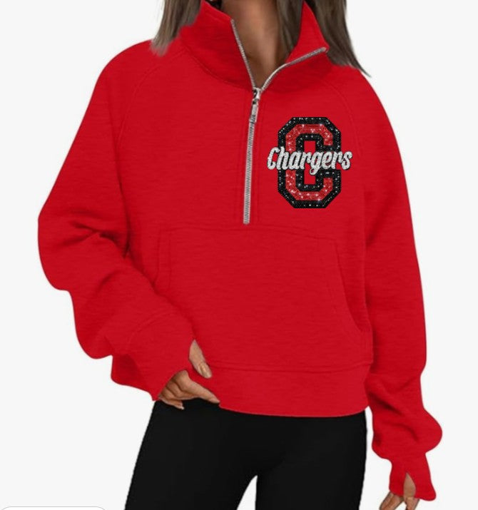 Adult Rhinestone Quarter Zip Sweatshirt