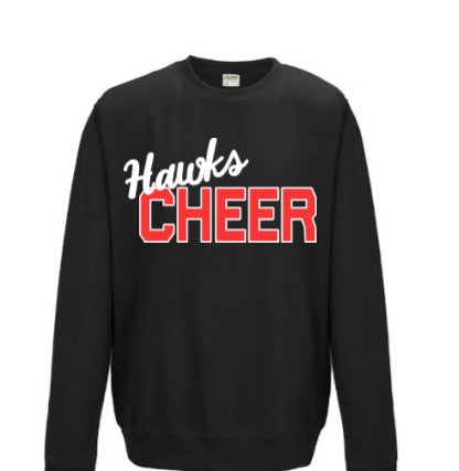 Adult Hawks Cheer Crewneck in rhinestone