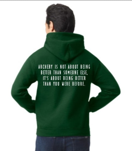 ADULT Hoodie in Forest Green (front and back design)