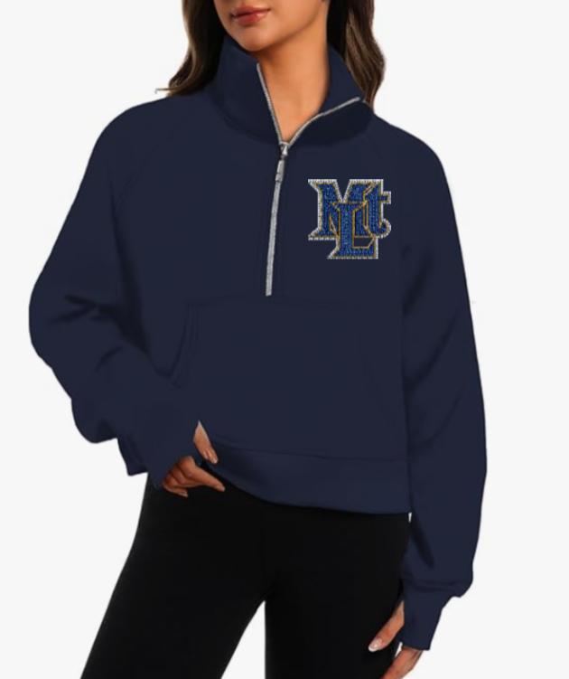 Rhinestone Quarter Zip Sweatshirt