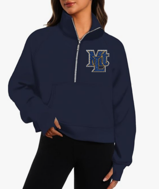Rhinestone Quarter Zip Sweatshirt