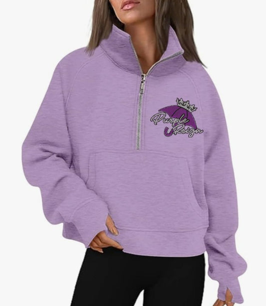 Purple Reign Rhinestone Quarterzip Sweatshirt