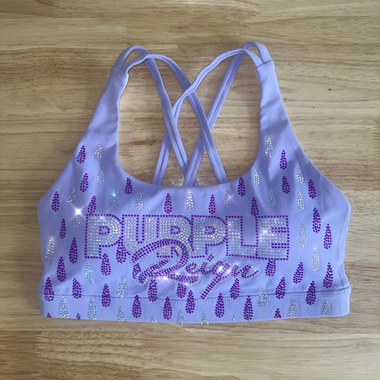 Purple Reign full rhinestone sports bra