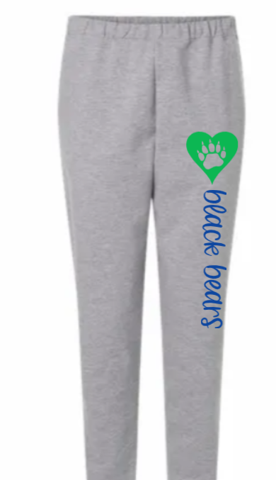 ADULT Heart Black Bears Sweatpants