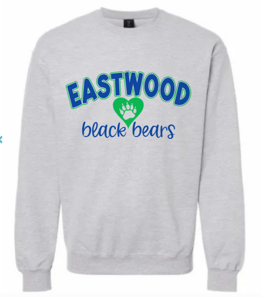 ADULT Heart Black Bears Fleece Crew