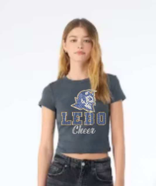 Lebo Cheer Rhinestone Crop Tee