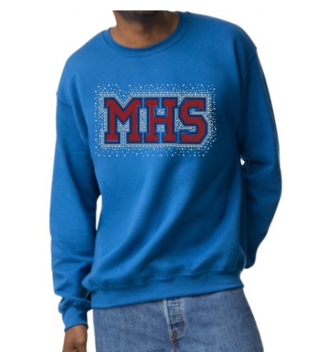 Adult Rhinestone Royal Blue Crewneck