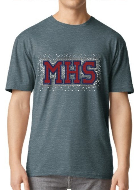 Unisex Rhinestone Heather Gray Softstyle Tee