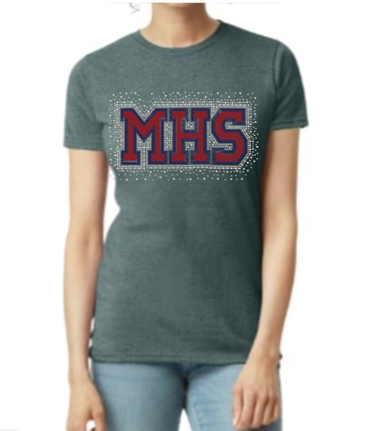 Women's Rhinestone Heather Gray Softstyle Tee