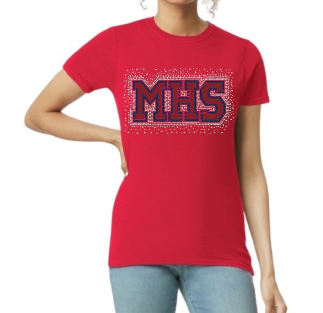 Women's Rhinestone Red Softstyle Tee