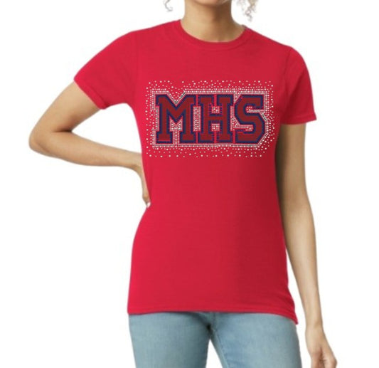 Women's Rhinestone Red Softstyle Tee