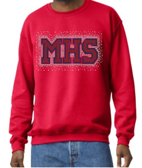 Adult Rhinestone Red Crewneck