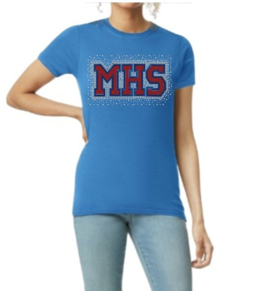 Women's Rhinestone Royal Blue Softstyle Tee