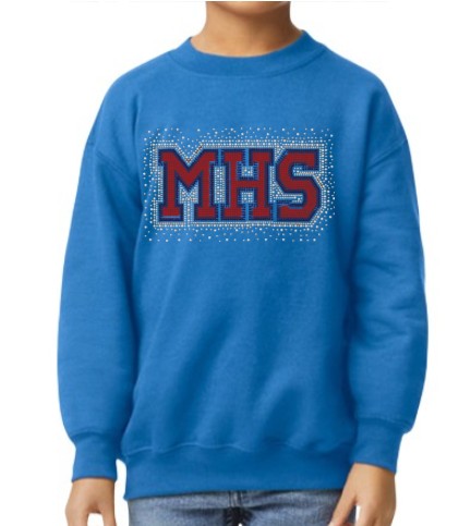 Youth Rhinestone Royal Blue Crewneck