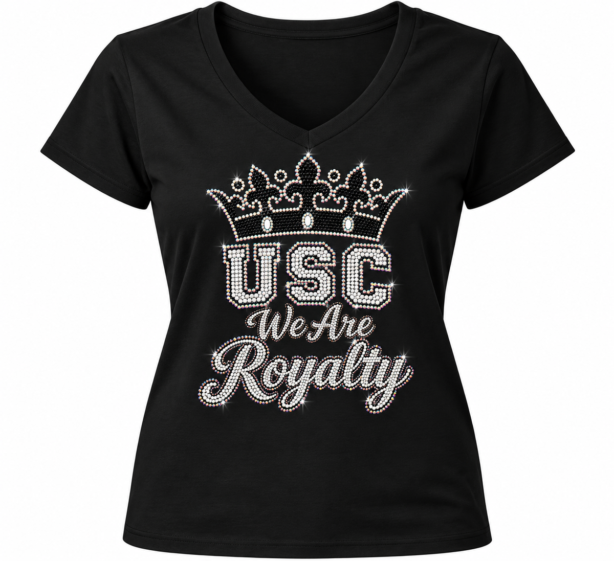 USC Rhinestone Ladies V Neck Tee