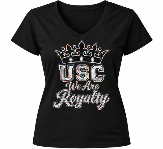 USC Rhinestone Ladies V Neck Tee